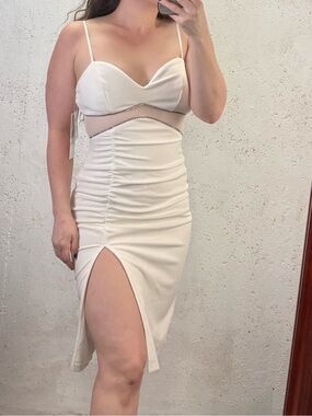 Emerald Sundae White Ivory Cocktail Midi Dress Size Small New With Tags